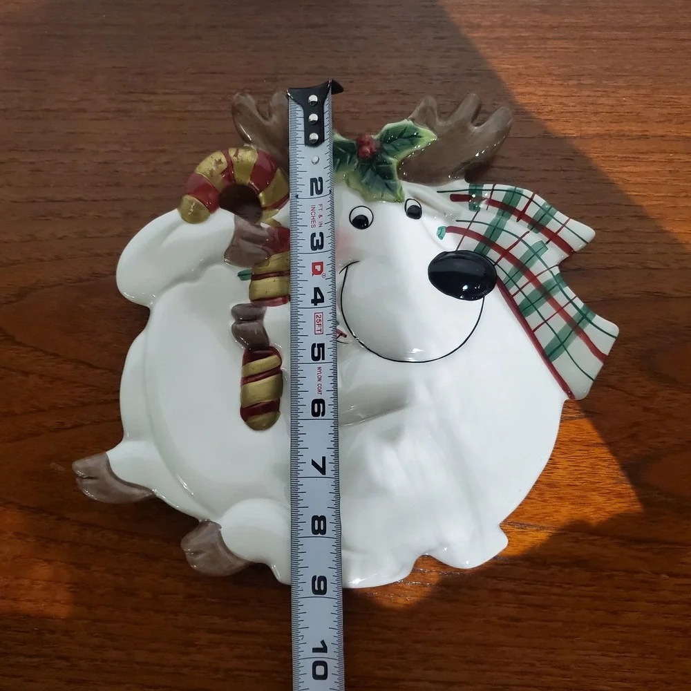 Fitz and Floyd Essentials Christmas Moose Plate‎ Holiday Decor